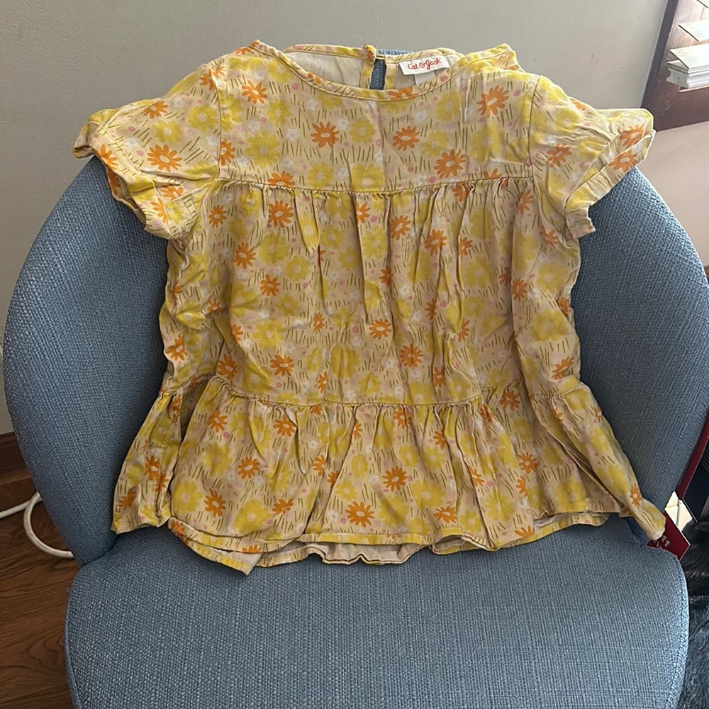 Girls -10/12- Yellow- Tiered Top - Cat & Jack- USED